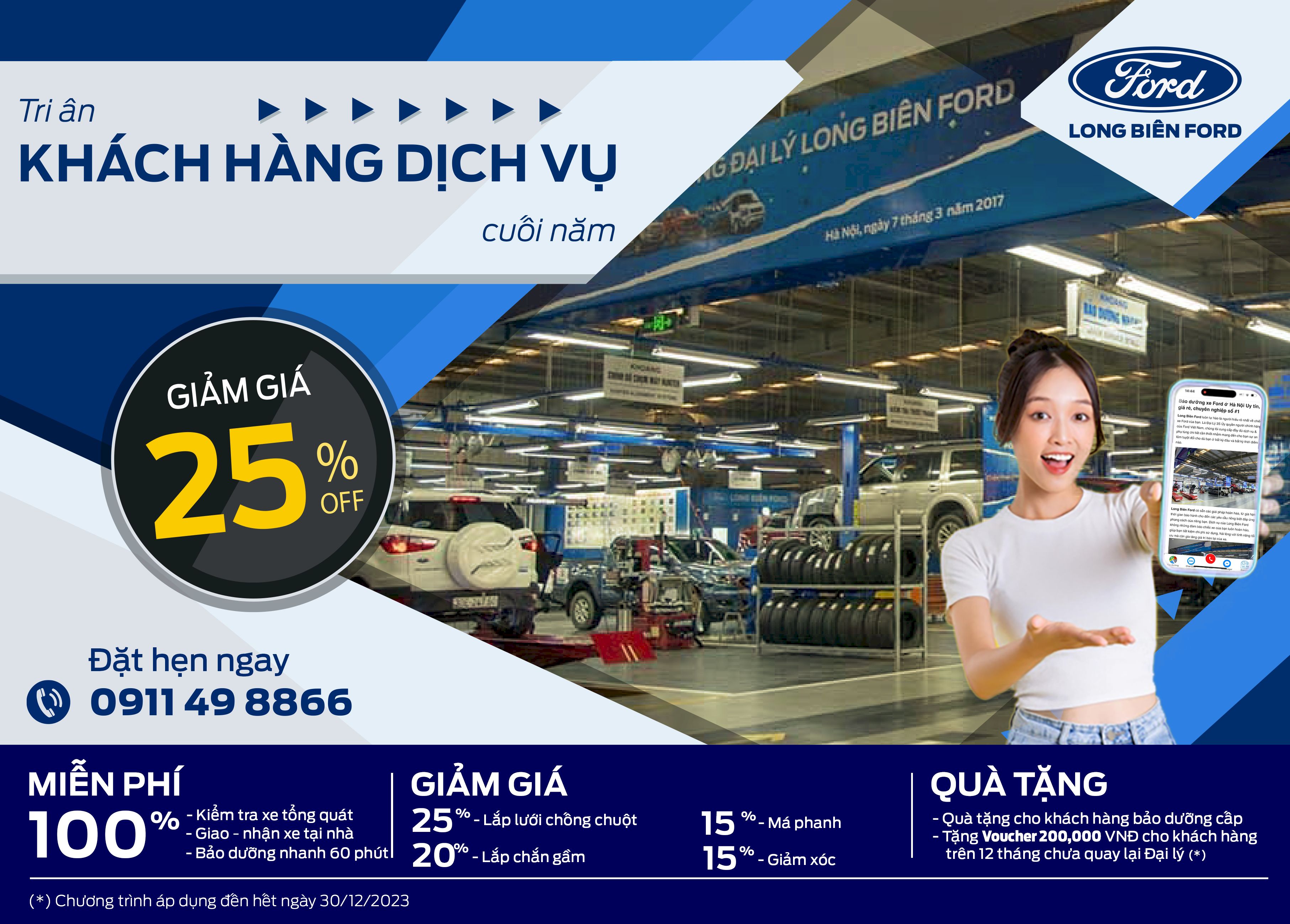 Tháng 12, Nhiều Ưu Đãi hấp dẫn tại Long Biên Ford dành cho khách hàng làm Dịch Vụ: