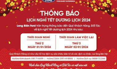 Thông báo lịch nghỉ Tết Dương Lịch 2024 - Long Biên Ford