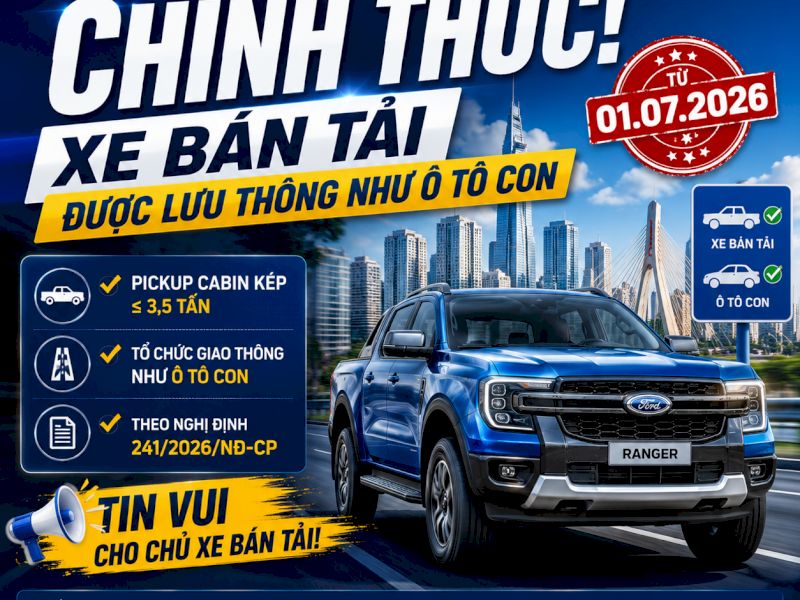 Xe bán tải chính thức được lưu hành như ô tô con